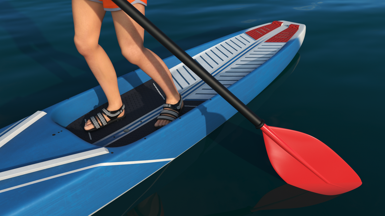 3D model Teen Boy Swimwear on Race SUP Board