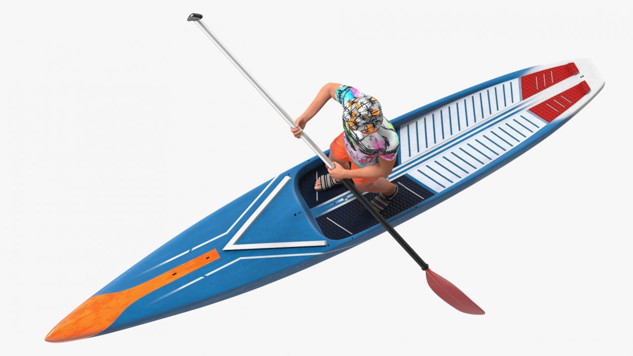 3D model Teen Boy Swimwear on Race SUP Board