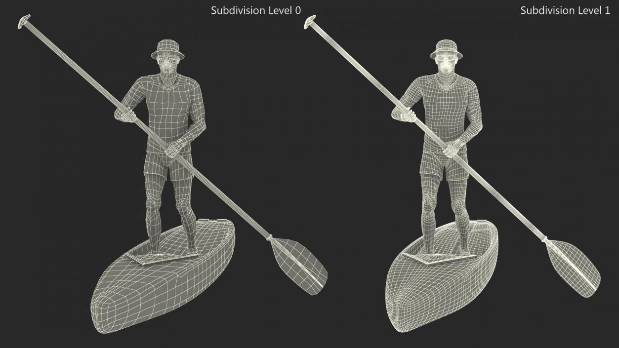 3D model Teen Boy Swimwear on Race SUP Board