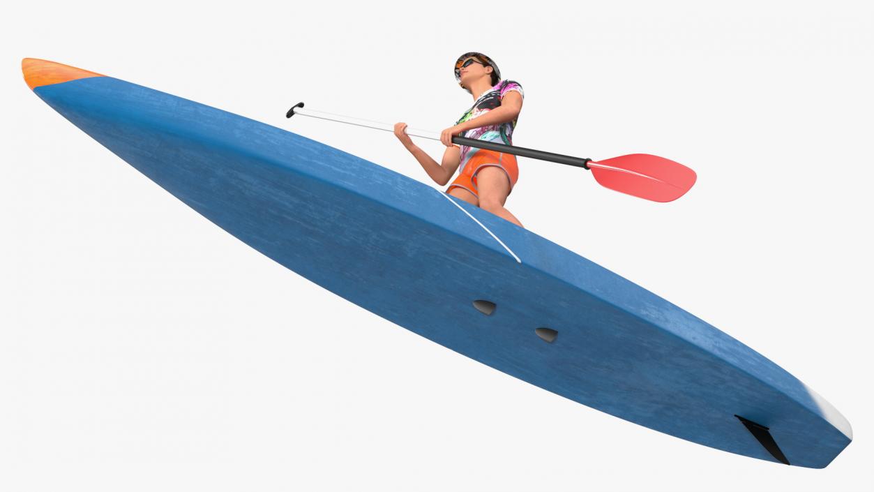 3D model Teen Boy Swimwear on Race SUP Board