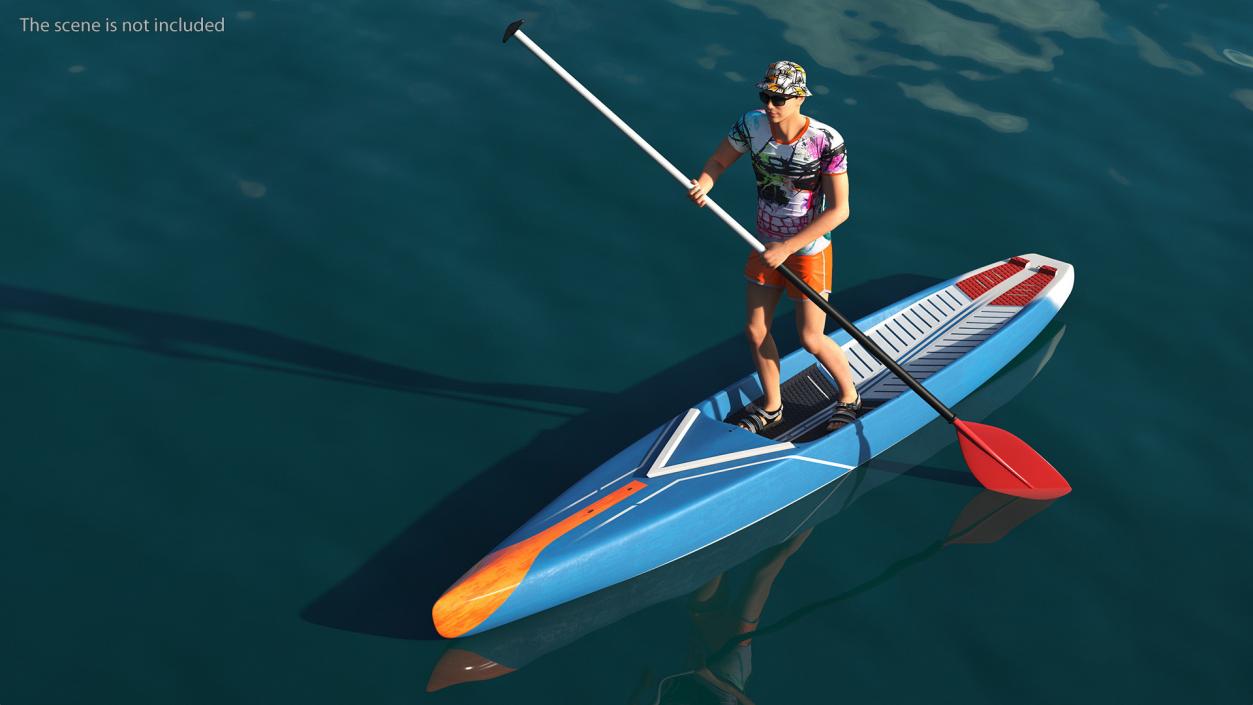 3D model Teen Boy Swimwear on Race SUP Board