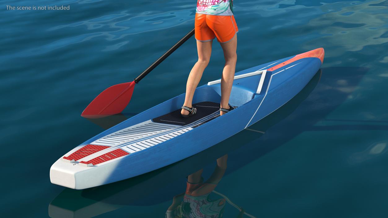 3D model Teen Boy Swimwear on Race SUP Board