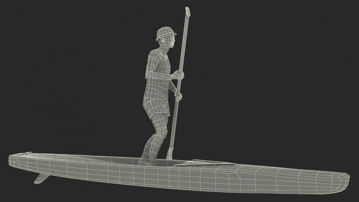 3D model Teen Boy Swimwear on Race SUP Board