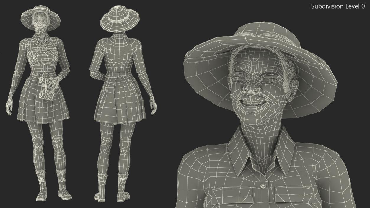 Dark Skin Black Woman Explorer Standing Pose 3D model