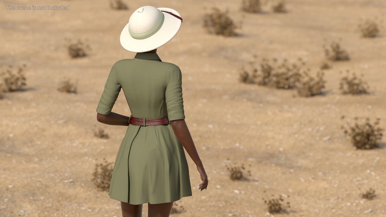 Dark Skin Black Woman Explorer Standing Pose 3D model