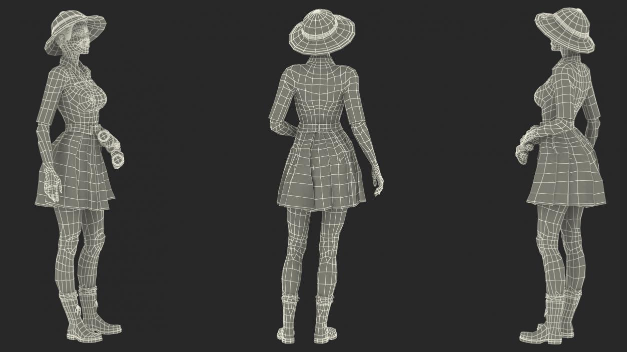 Dark Skin Black Woman Explorer Standing Pose 3D model