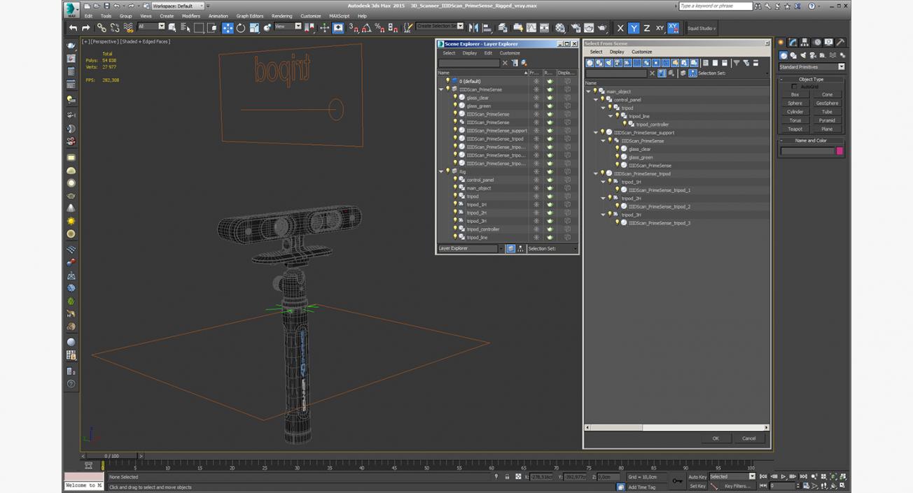 Scanner IIIDScan PrimeSense Rigged 3D model