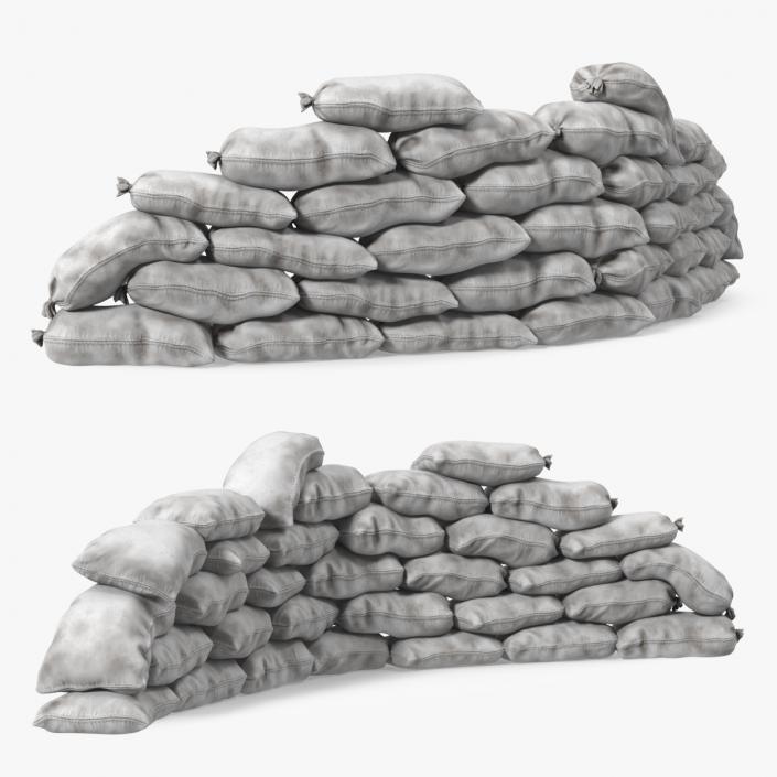 3D Semicircle Polypropylene Sandbag Barricade Dirty model