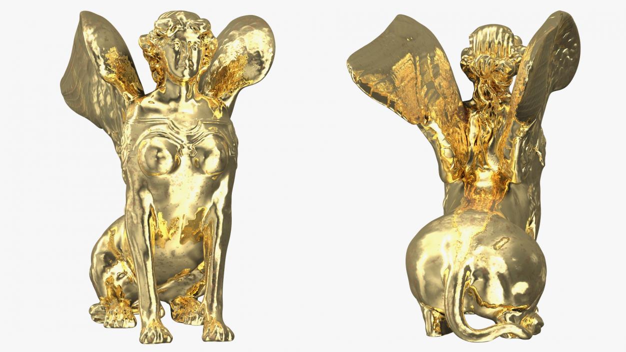 3D Winged Sphinx Gold Sculpture model