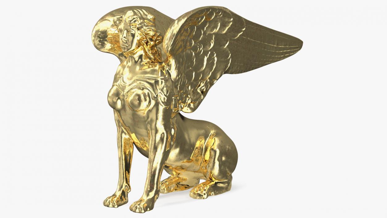 3D Winged Sphinx Gold Sculpture model