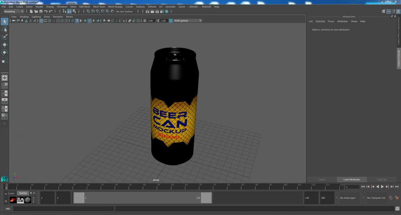 3D Beer Can Mockup 500ml