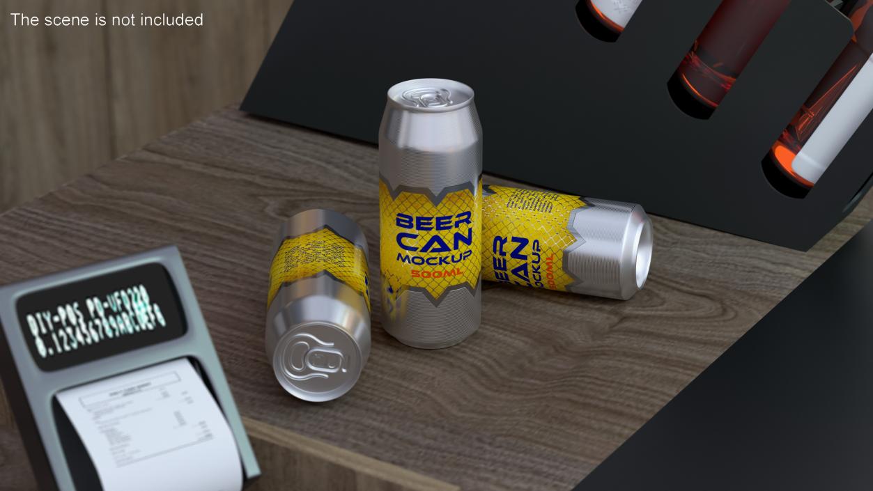 3D Beer Can Mockup 500ml