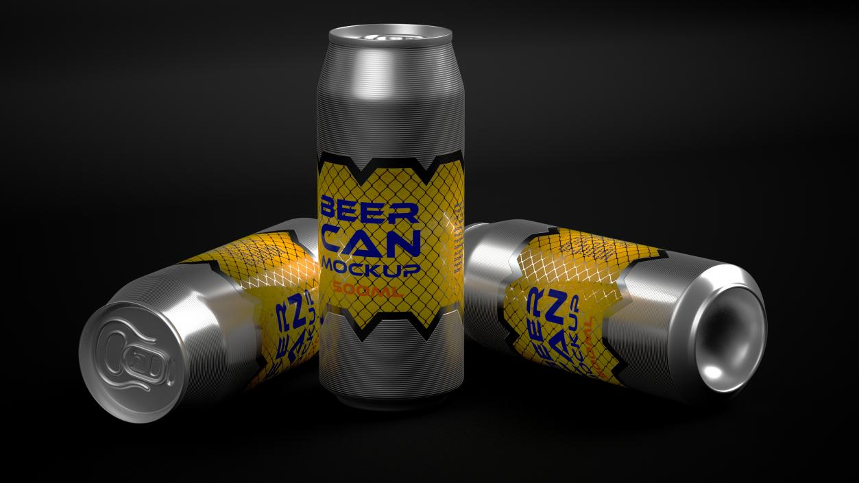 3D Beer Can Mockup 500ml