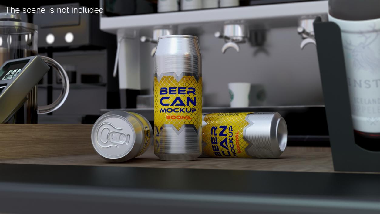 3D Beer Can Mockup 500ml