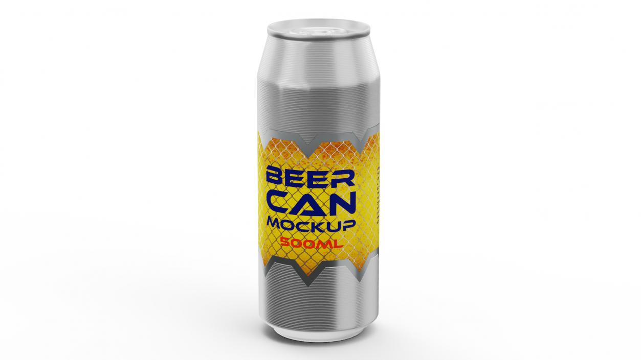 3D Beer Can Mockup 500ml