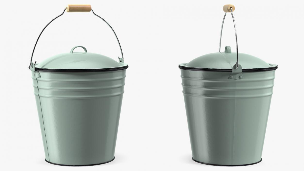 3D model Blue Enamel Bucket with Lid 5L