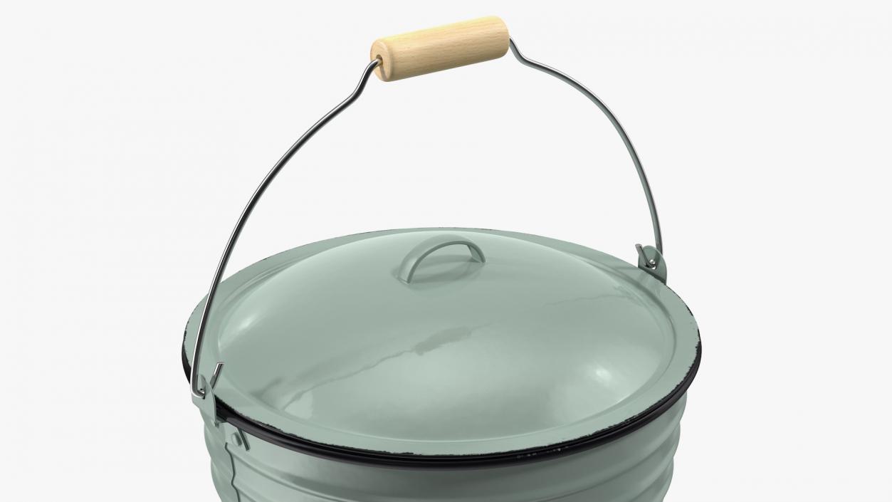 3D model Blue Enamel Bucket with Lid 5L