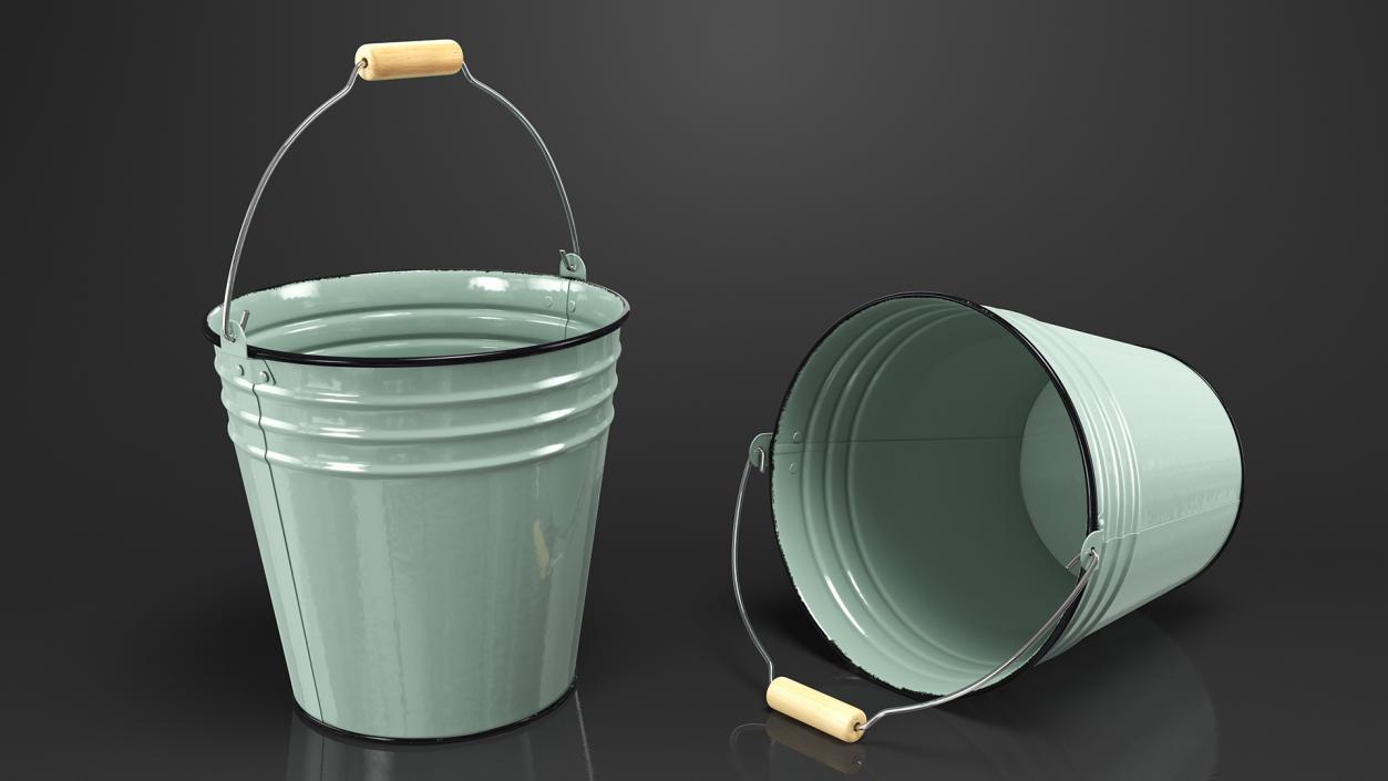 3D model Blue Enamel Bucket with Lid 5L