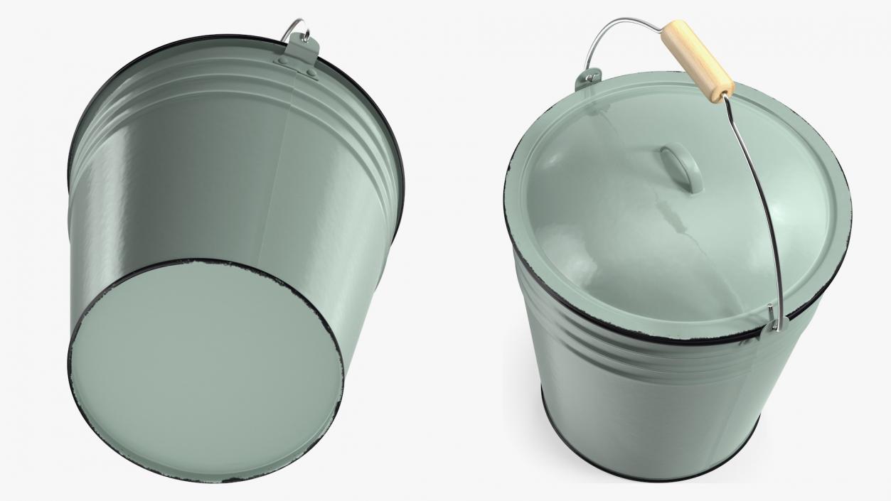 3D model Blue Enamel Bucket with Lid 5L