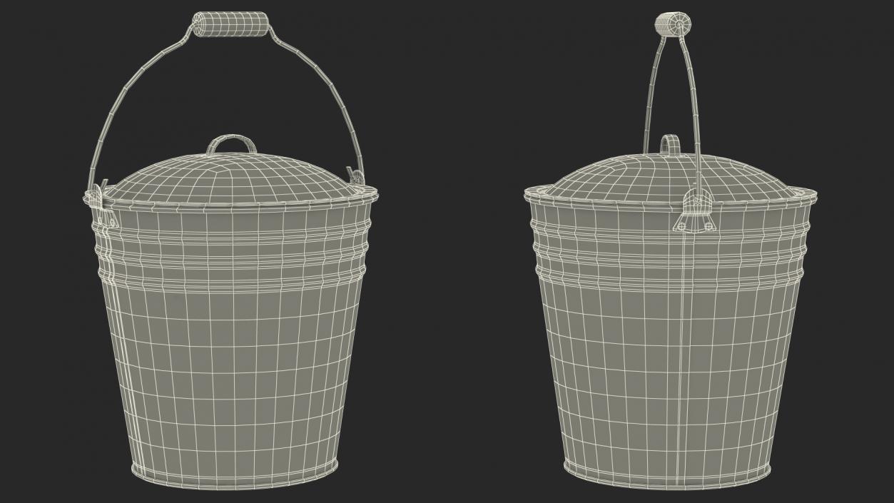 3D model Blue Enamel Bucket with Lid 5L