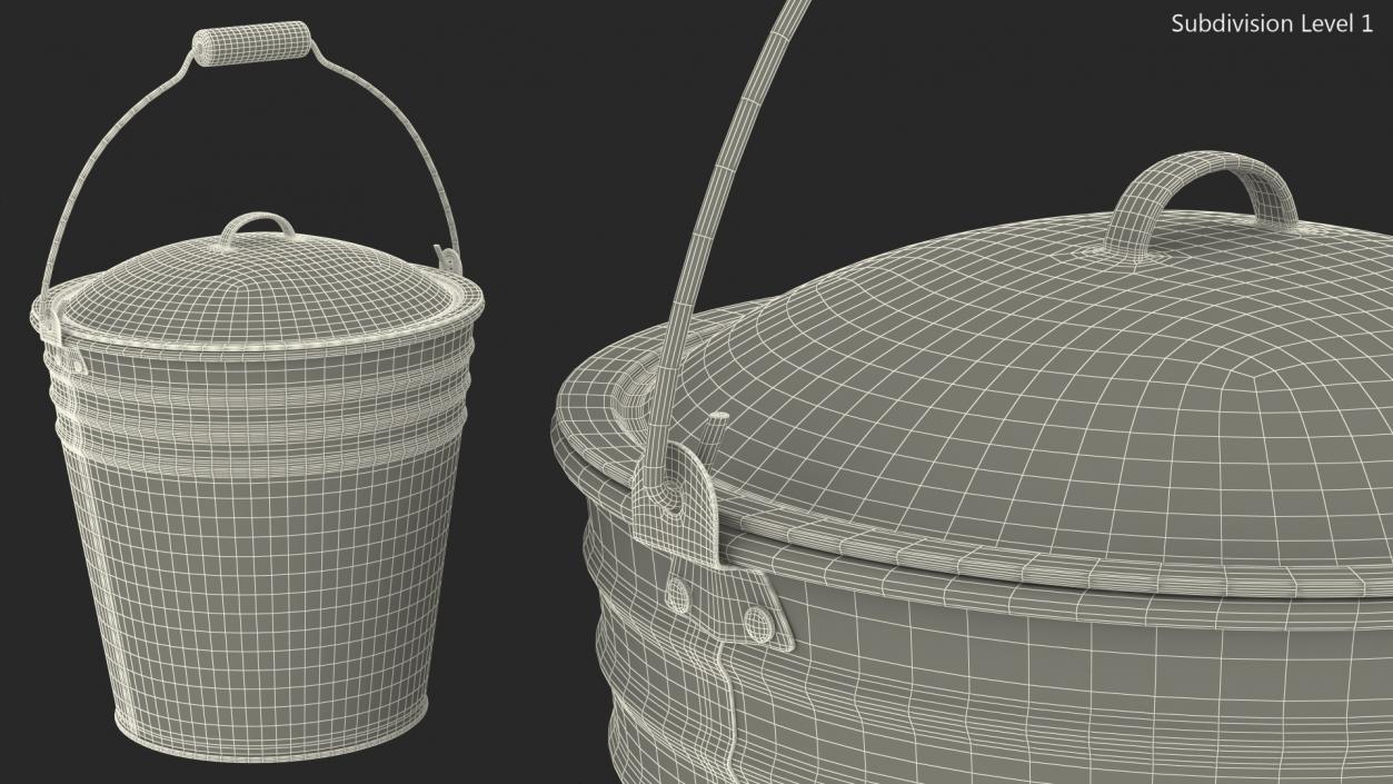 3D model Blue Enamel Bucket with Lid 5L