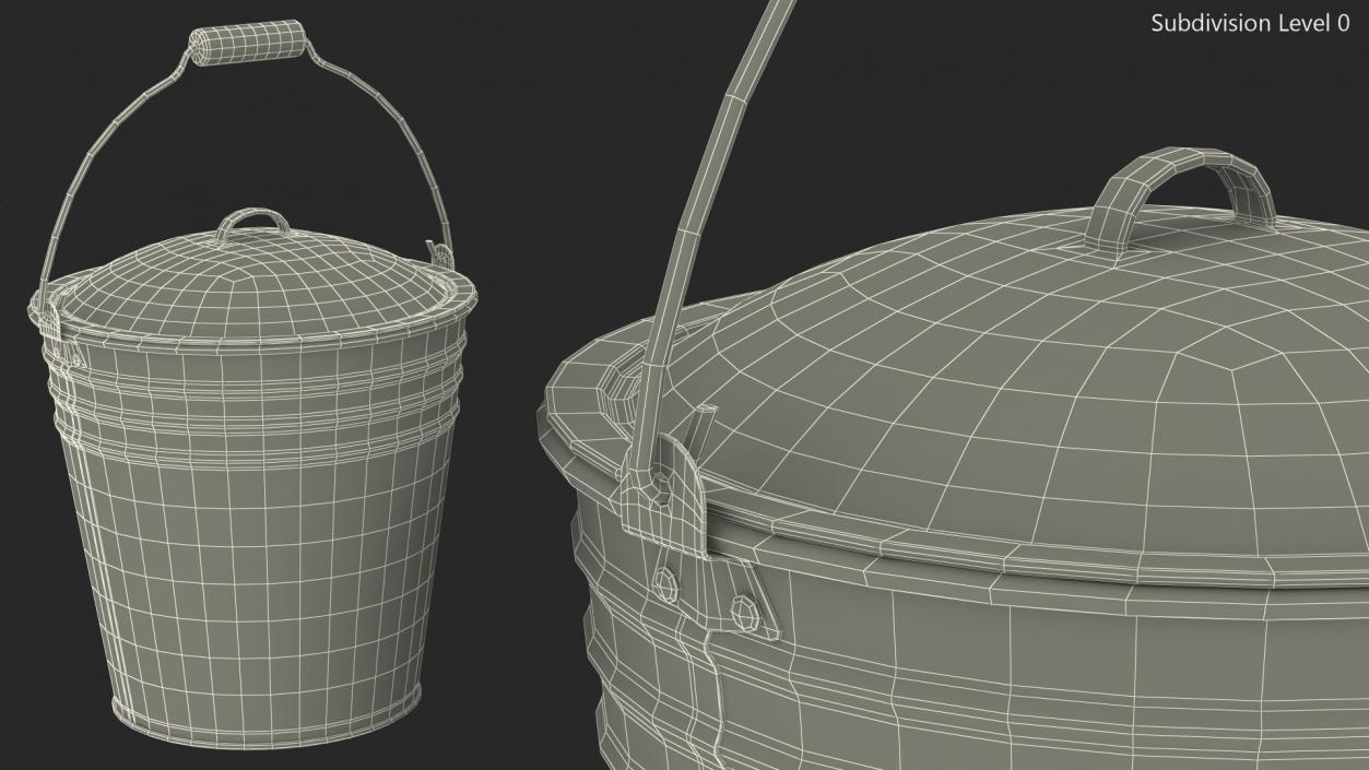 3D model Blue Enamel Bucket with Lid 5L