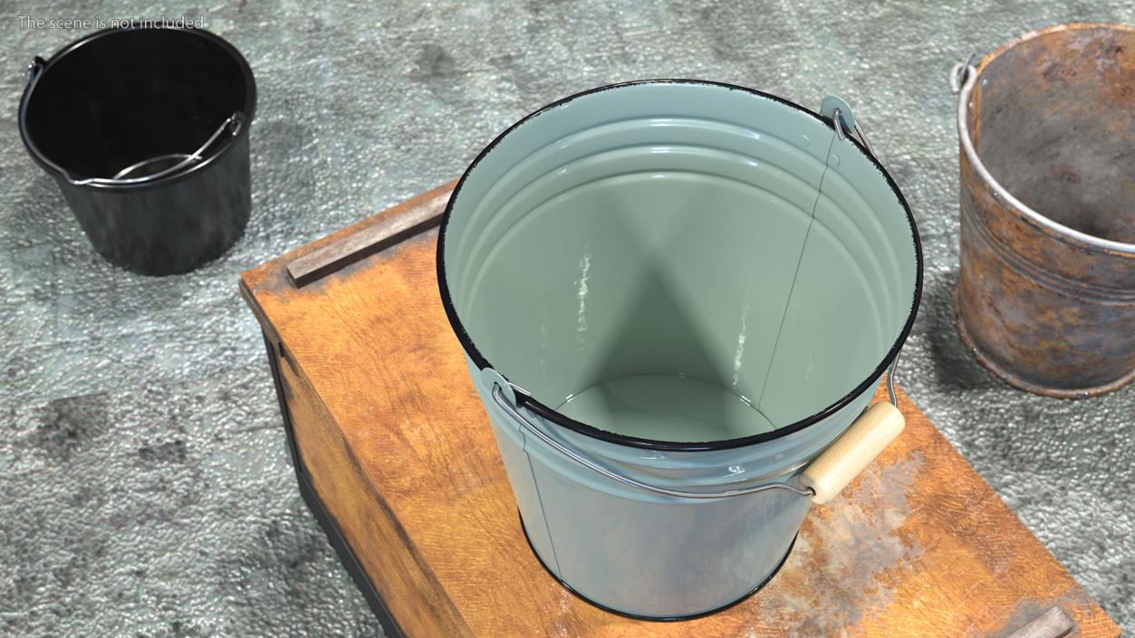 3D model Blue Enamel Bucket with Lid 5L