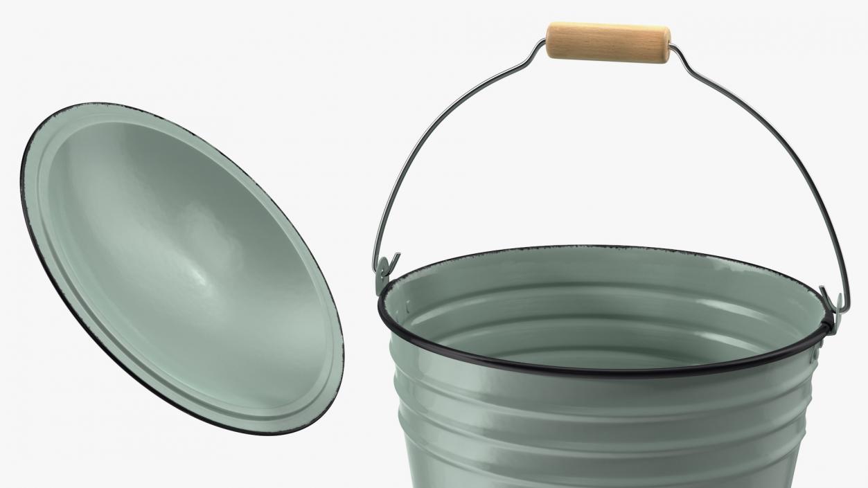 3D model Blue Enamel Bucket with Lid 5L