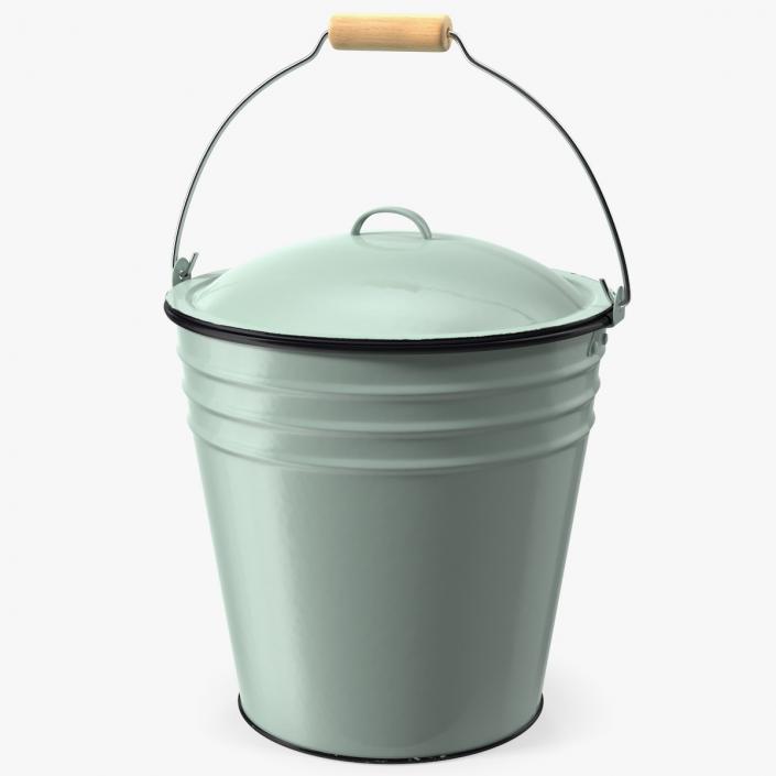 3D model Blue Enamel Bucket with Lid 5L