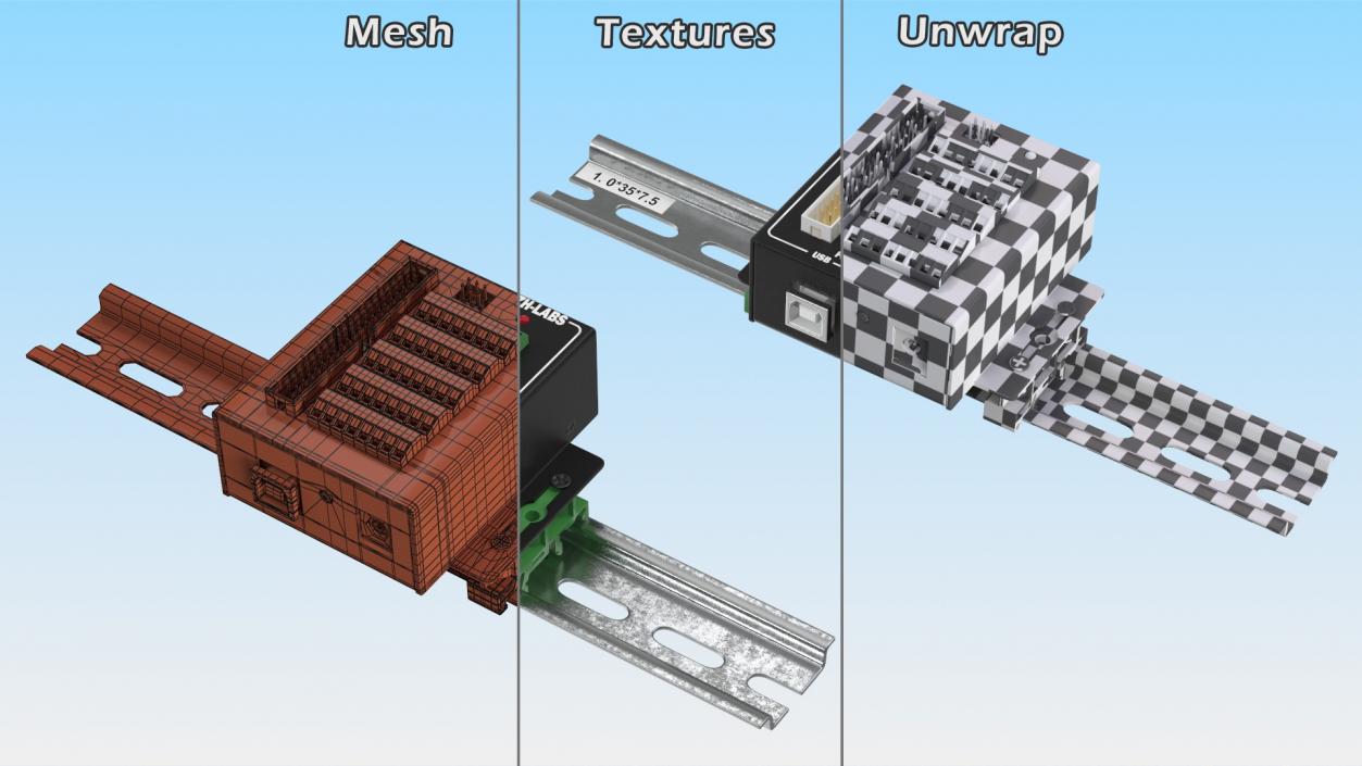 3D UNO Screw Terminal Block Din Rail model