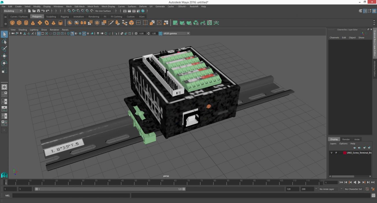 3D UNO Screw Terminal Block Din Rail model