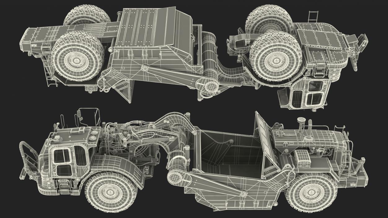 3D model Wheeled Tractor Scraper Rigged