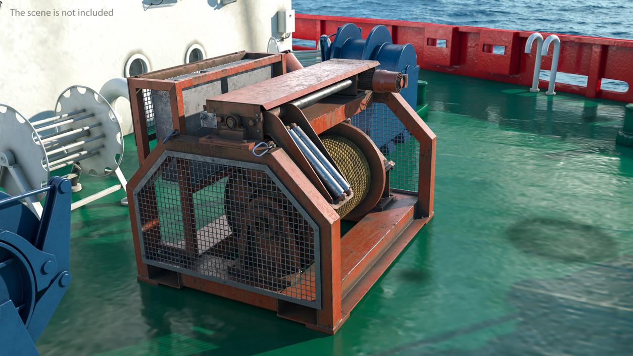 Hydraulic Mooring Winch Rusty 3D model