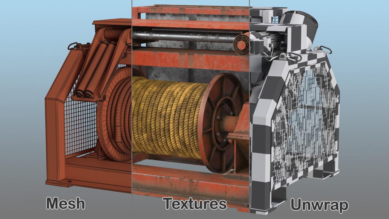 Hydraulic Mooring Winch Rusty 3D model