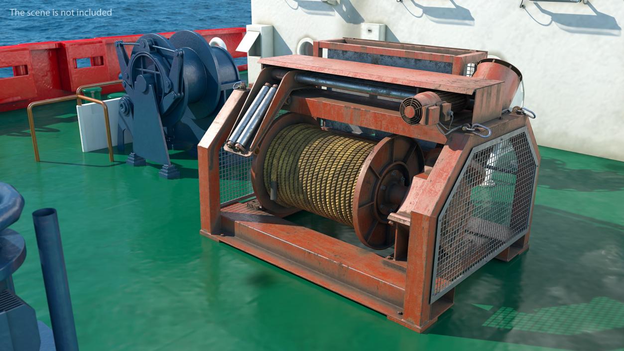 Hydraulic Mooring Winch Rusty 3D model