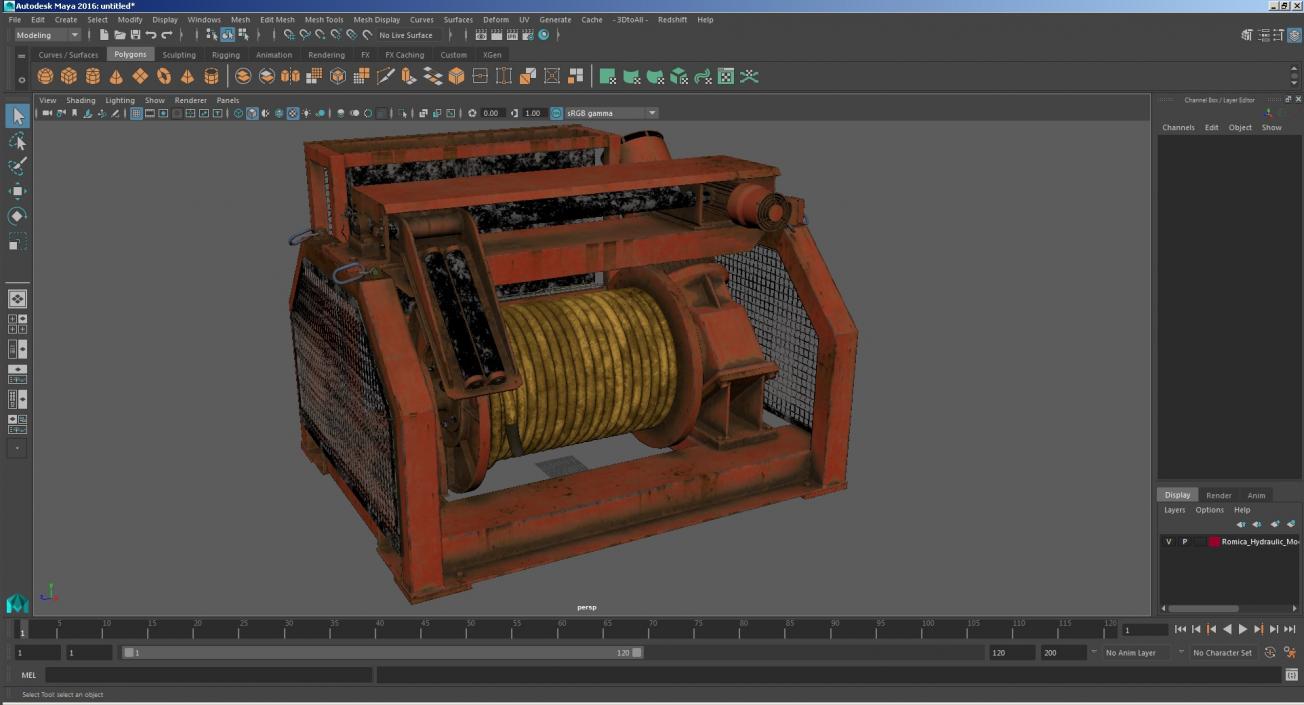 Hydraulic Mooring Winch Rusty 3D model