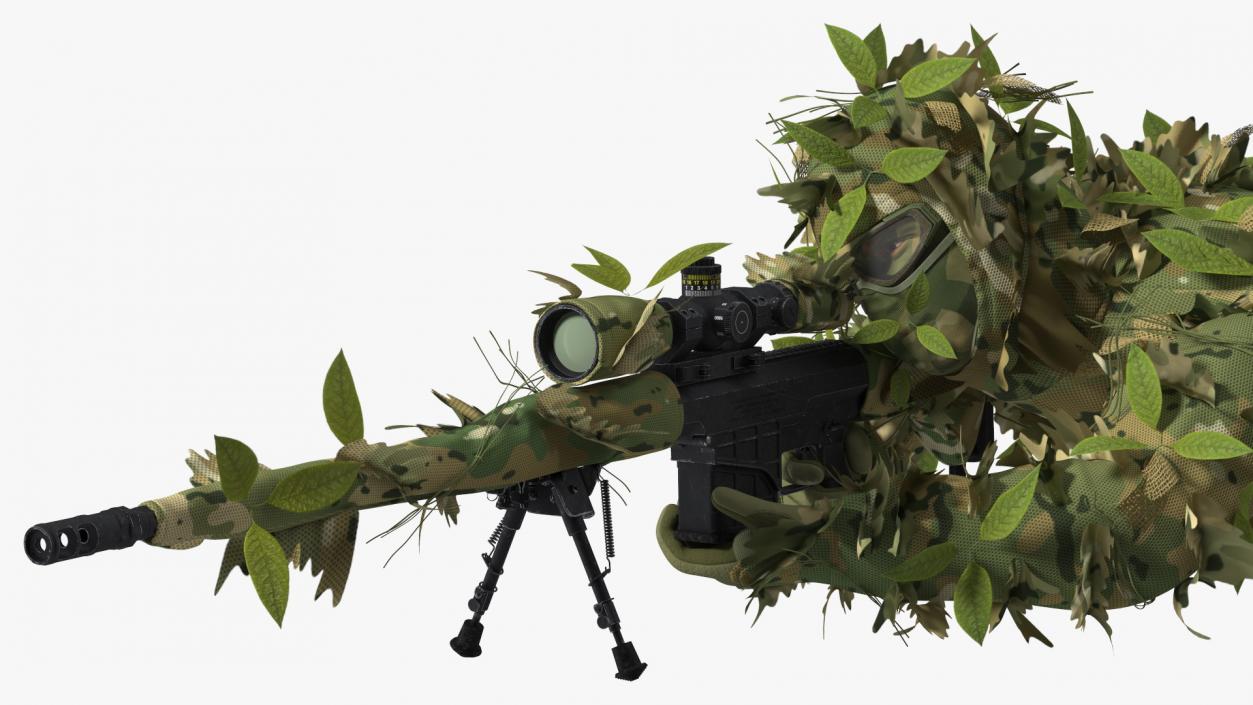 3D model Soldier Shooting Position Wood Camo