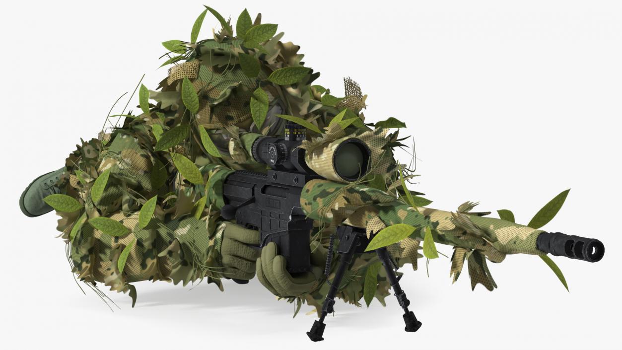 3D model Soldier Shooting Position Wood Camo