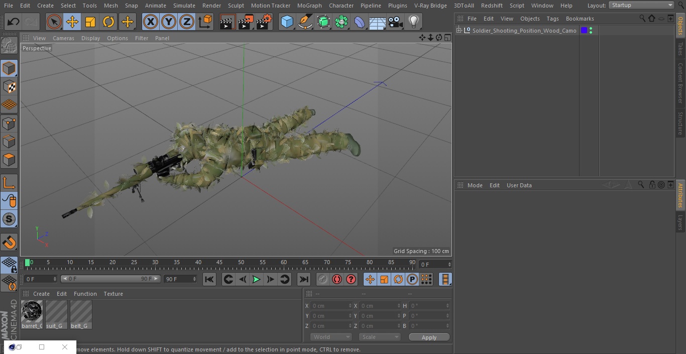 3D model Soldier Shooting Position Wood Camo