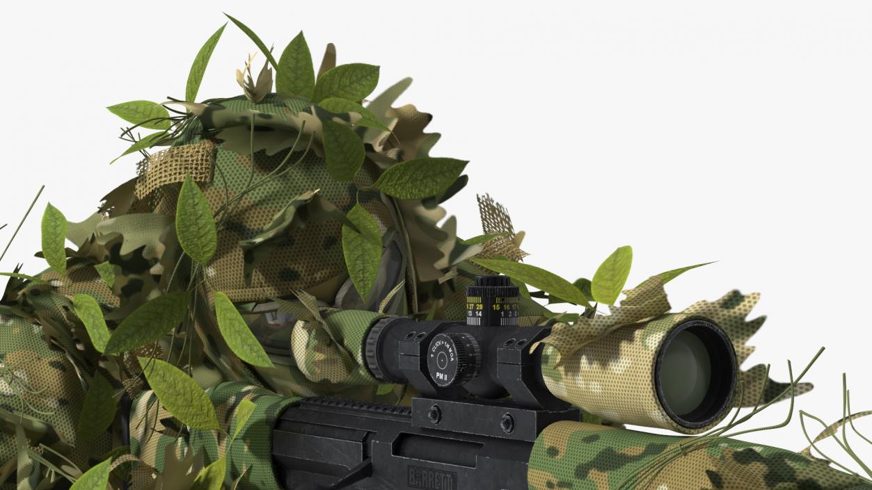 3D model Soldier Shooting Position Wood Camo