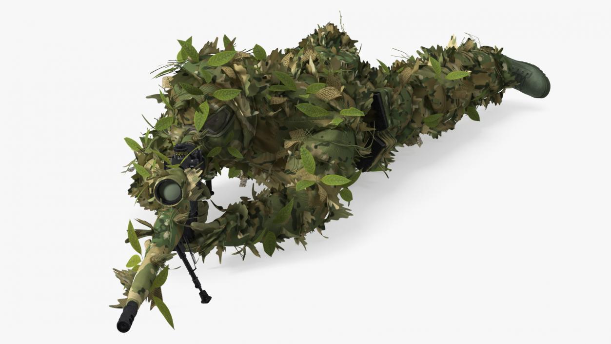 3D model Soldier Shooting Position Wood Camo