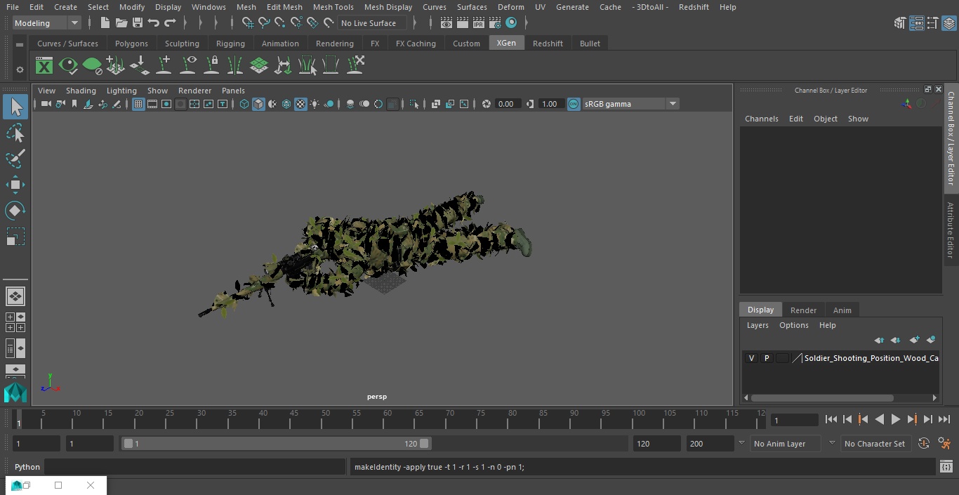 3D model Soldier Shooting Position Wood Camo