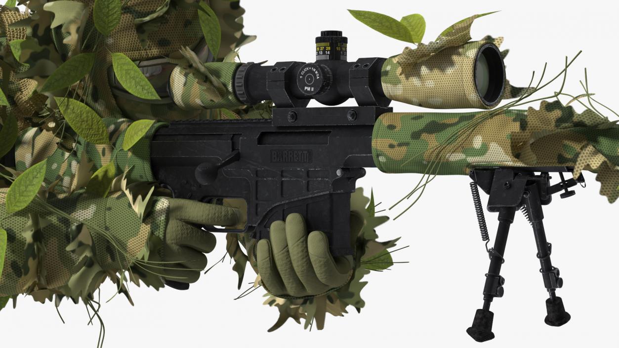 3D model Soldier Shooting Position Wood Camo