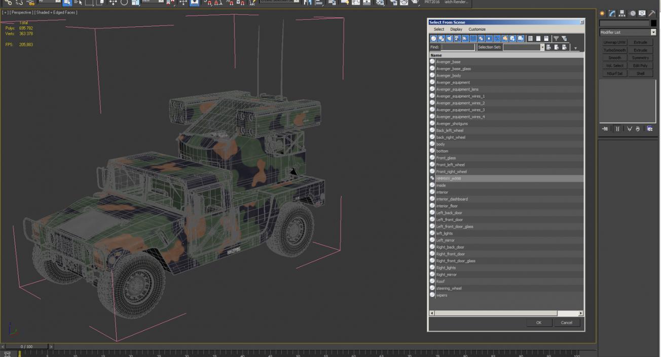 HMMWV M998 Equipped with Avenger Camo 3D