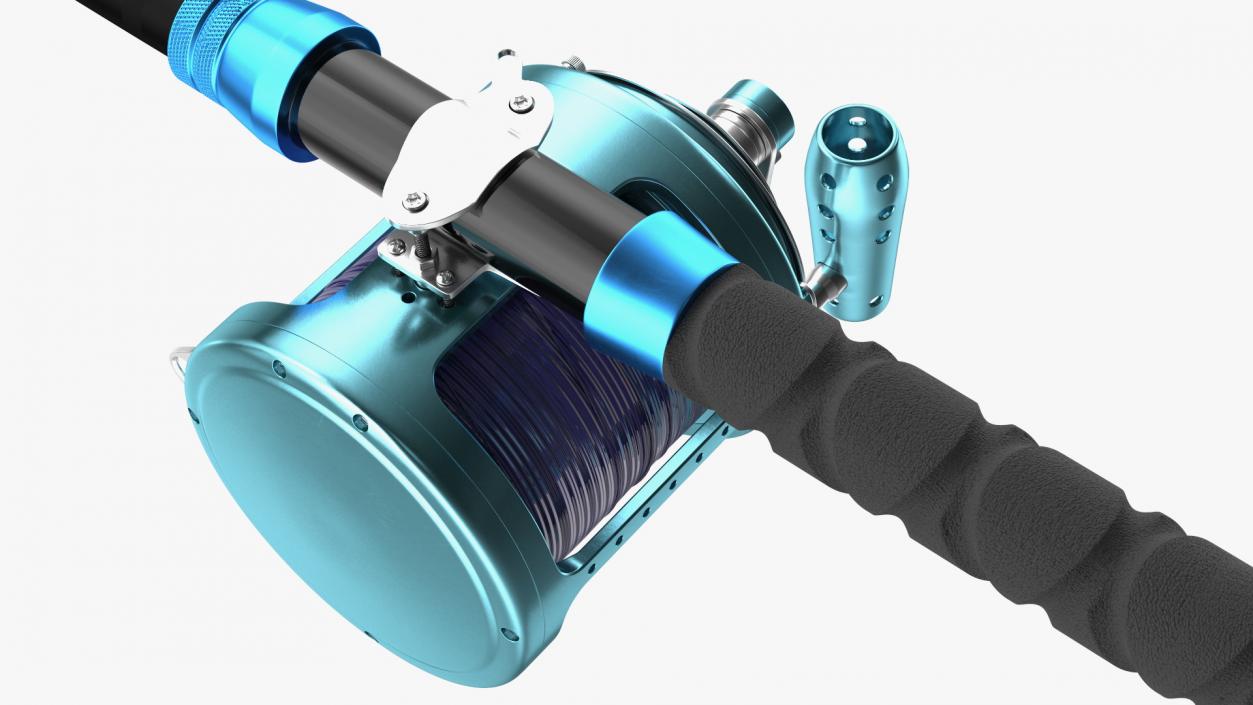 3D model Fishing Reel Long Dredge Rod Rigged