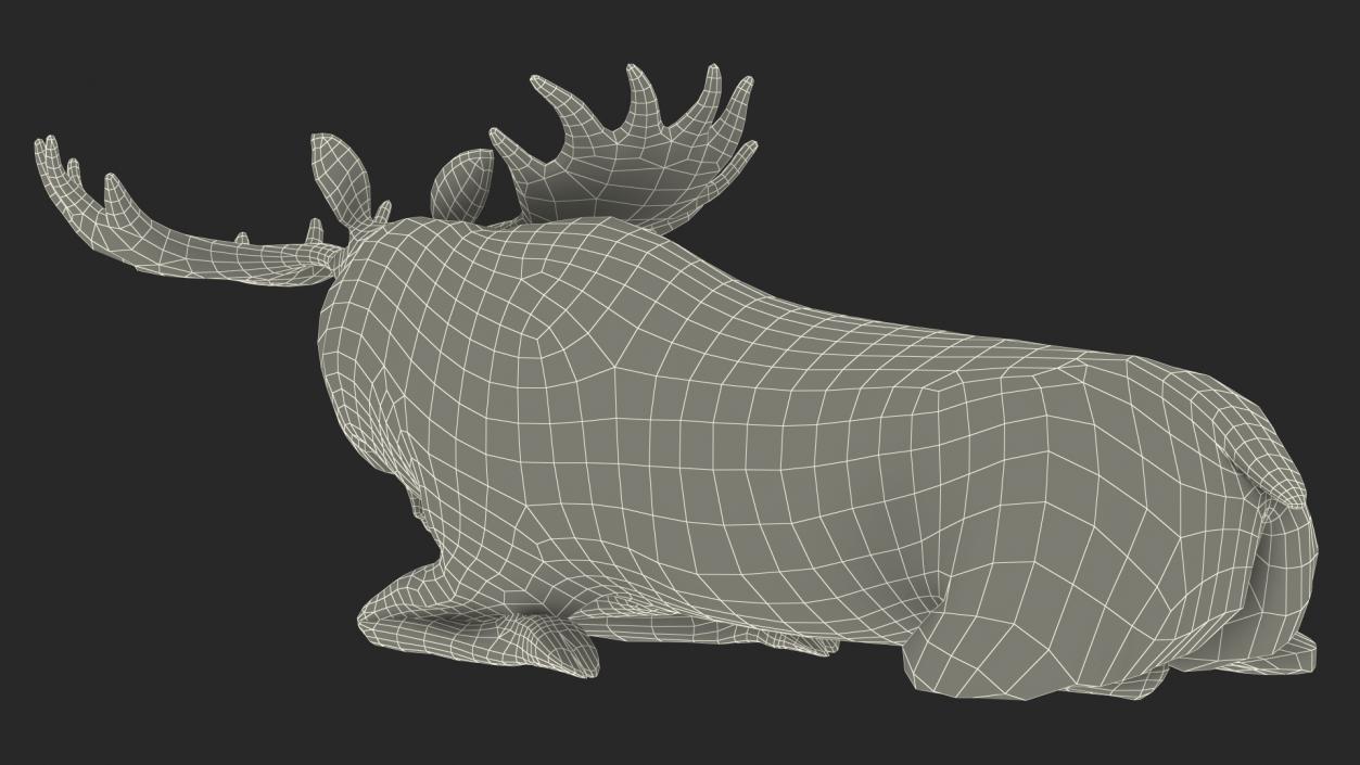 3D Elk Lying Pose Fur model