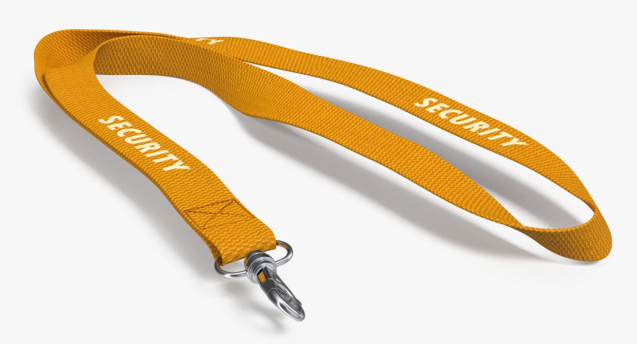 3D Yellow Security Lanyard model