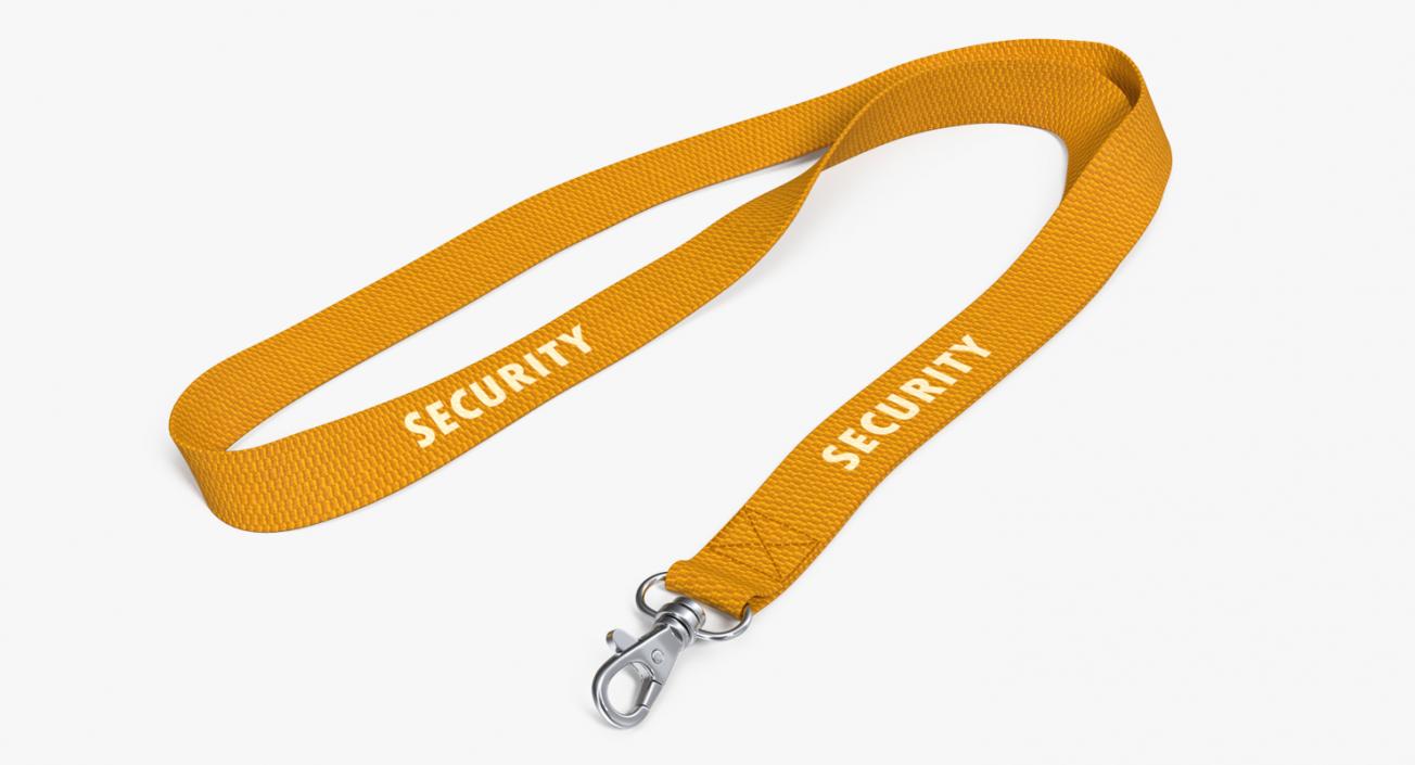 3D Yellow Security Lanyard model