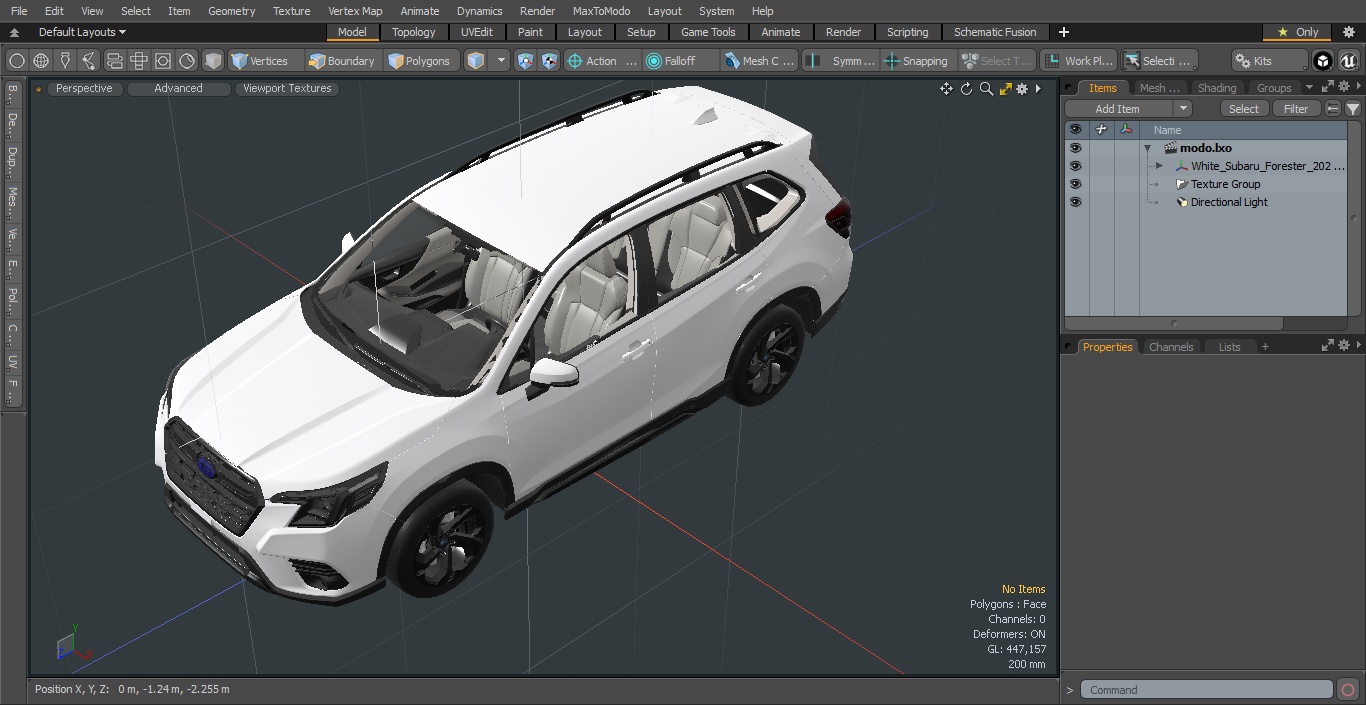 White Subaru Forester 2022 Simple Interior 3D