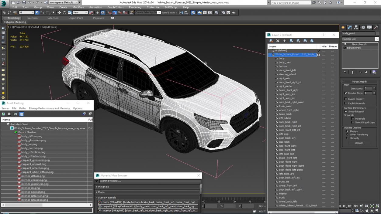 White Subaru Forester 2022 Simple Interior 3D